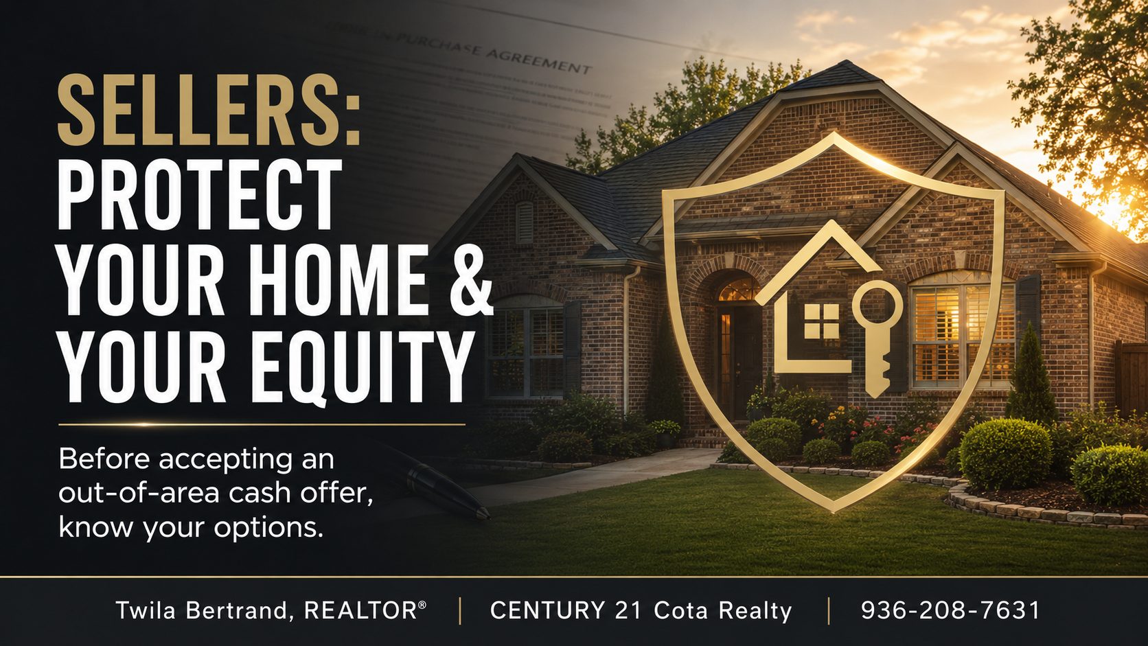 East Texas home seller protection warning from Twila Bertrand, REALTOR® in Lufkin and Huntington, about unfair out-of-area cash offers